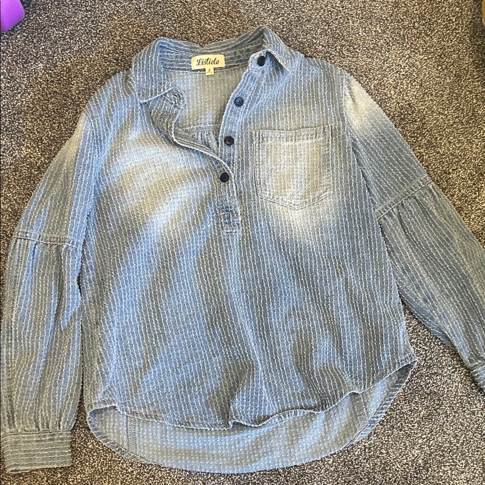 Boutique Light Blue Striped Pullover Shirt